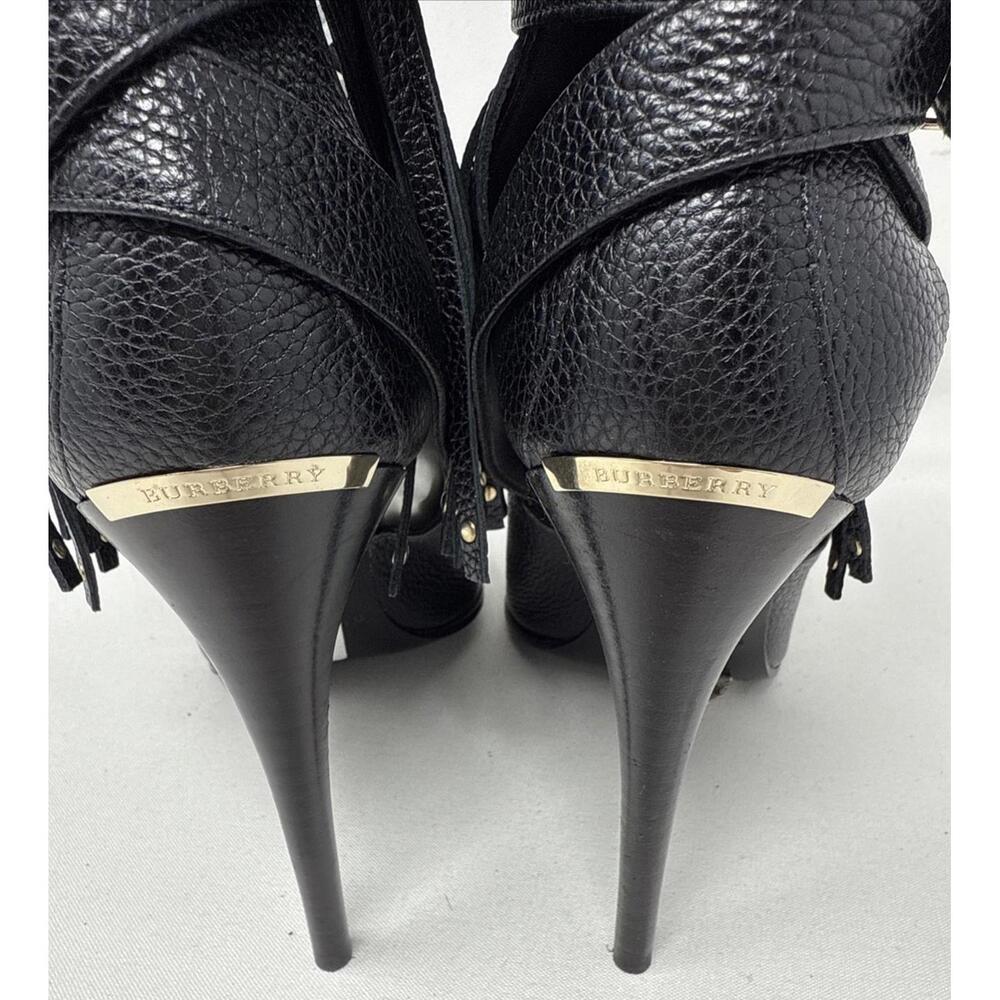 New Burberry Leather Fringe Peep Toe Bootie Size 40 US 9.5 - Picture 5 of 16